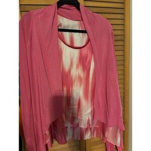 Elie Tahari Women's Two Piece Set Cami And Jacket Size Large Pink